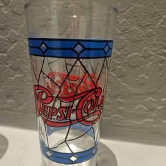 Pepsi Cola Stained Glass Drinking Glasses Set of 4 - Picture 2 of 6